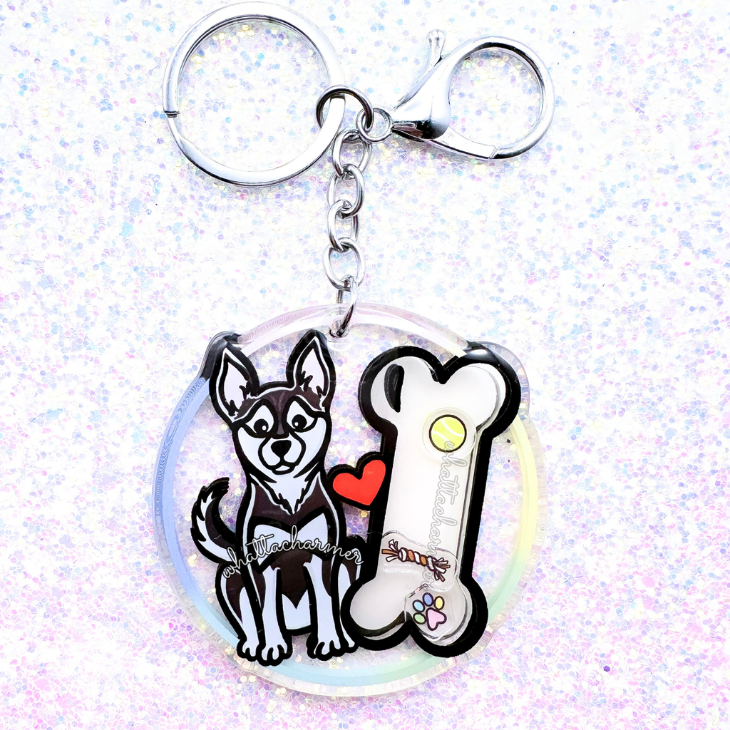 Black Alaskan Klee Kai Keychain