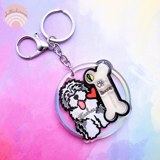 Old English Sheepdog Shaker Keychain