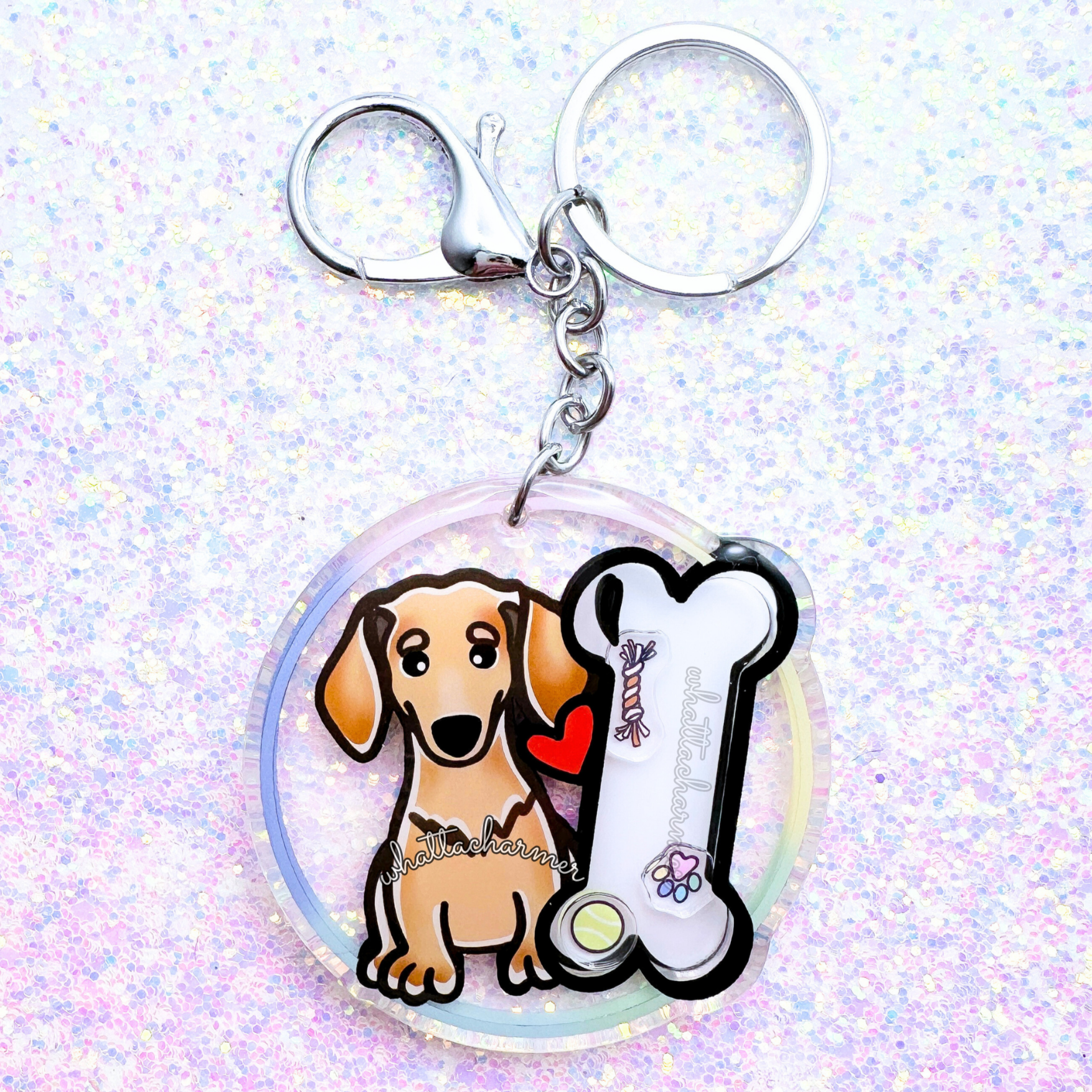 Smooth Fawn Dachshund Keychain