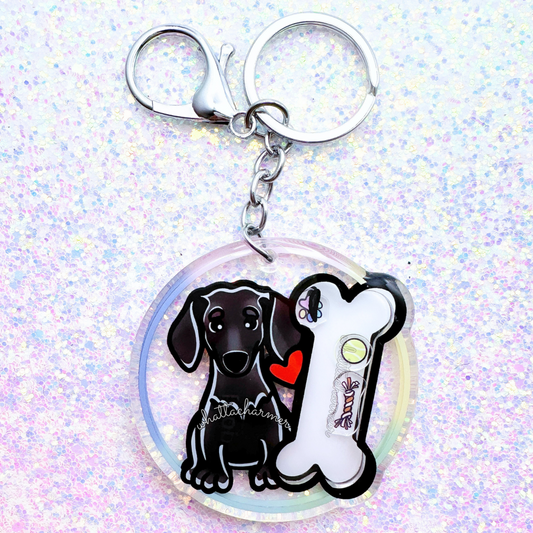 Smooth Black Dachshund Shaker Keychain