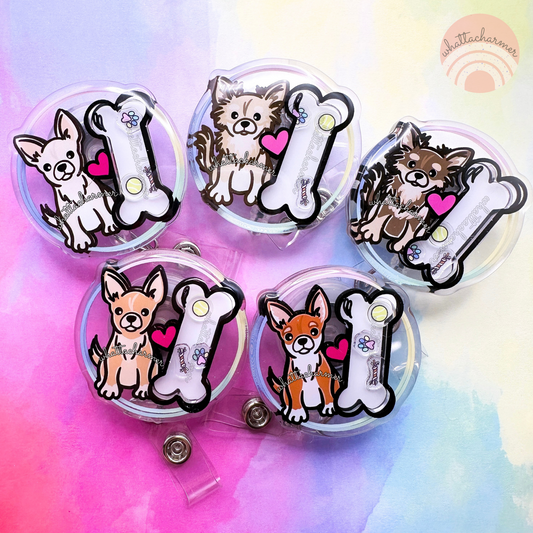 Chihuahua Shaker Badge Reels