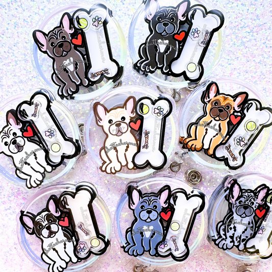 French Bulldog (Frenchie) Shaker Badge Reel