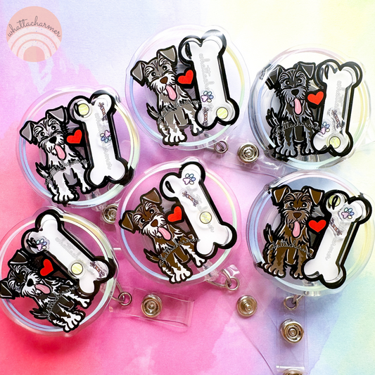 Schnauzer Shaker Badge Reels