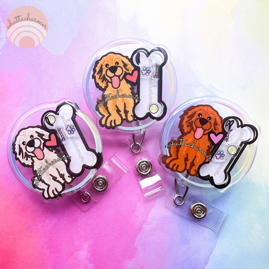 Golden Retriever Shaker Badge Reels