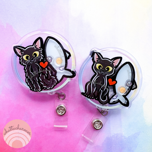 Black Cat Shaker Badge Reels