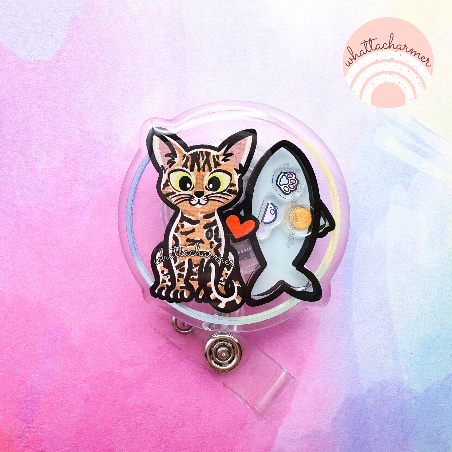 Bengal Cat Shaker Badge Reel