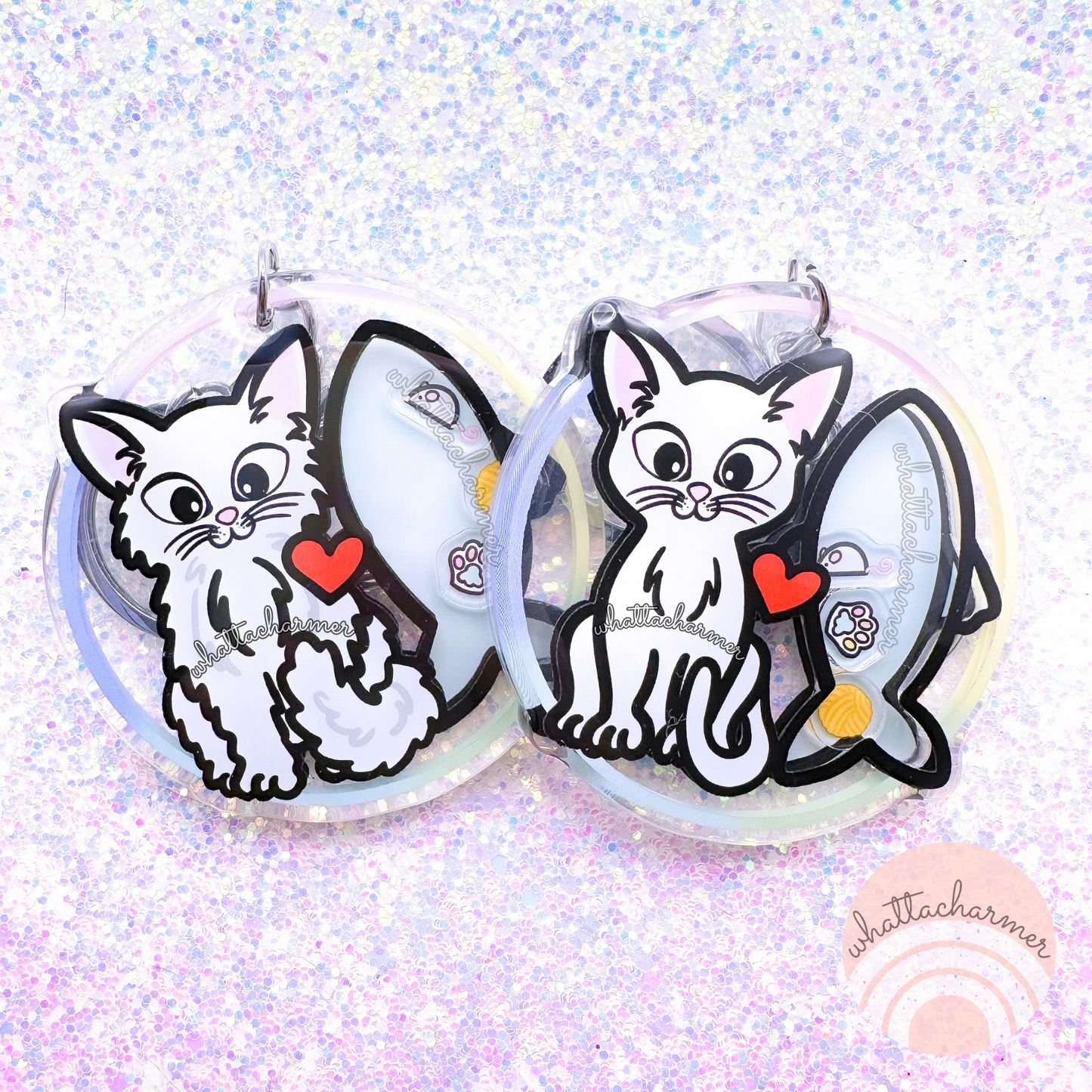 White Cat Keychain