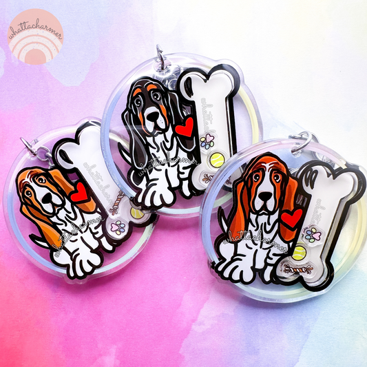 Basset Hound Shaker Keychain