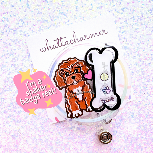 Cavapoo Shaker Badge Reel