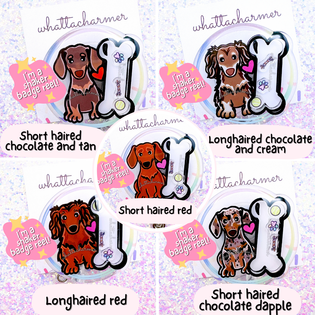 Dachshund (Doxie) Shaker Badge Reels (3 of 3)