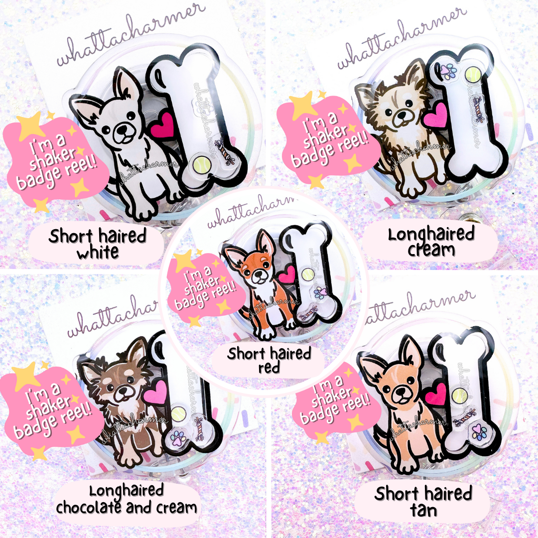 Chihuahua Shaker Badge Reels