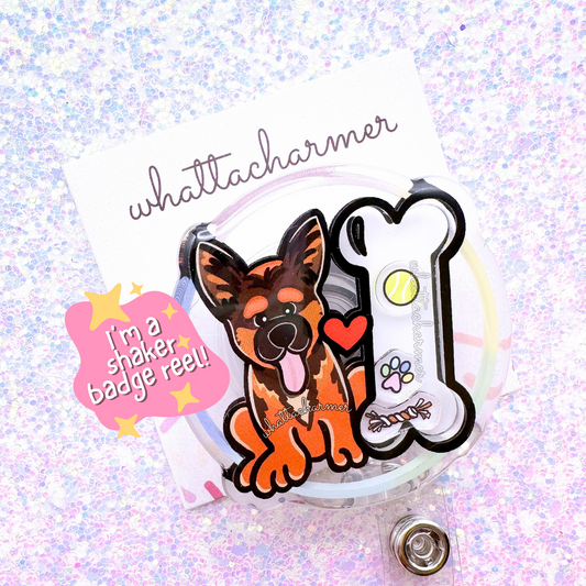 German Shepherd Shaker (GSD) Badge Reel