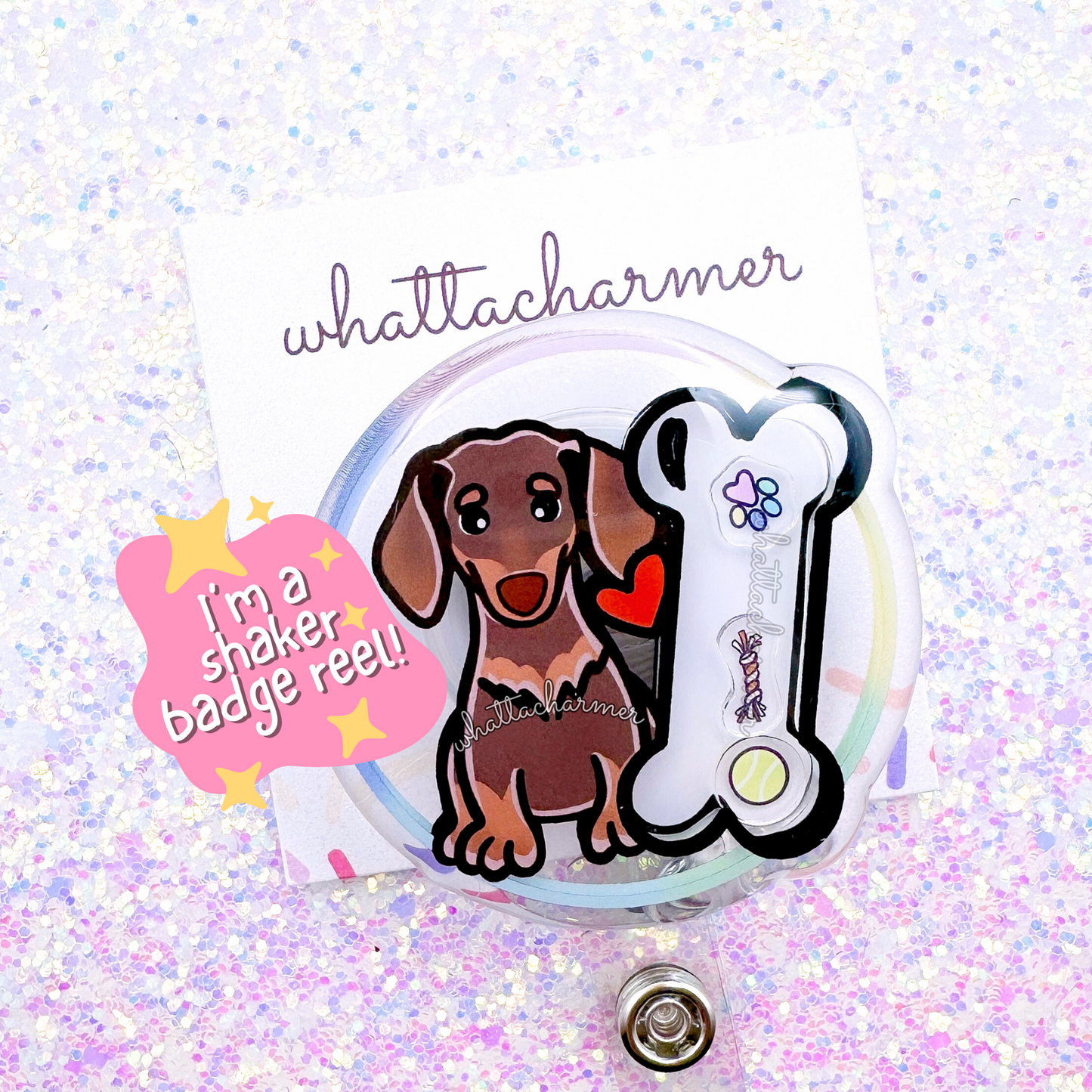 Dachshund (Doxie) Shaker Badge Reels (3 of 3)