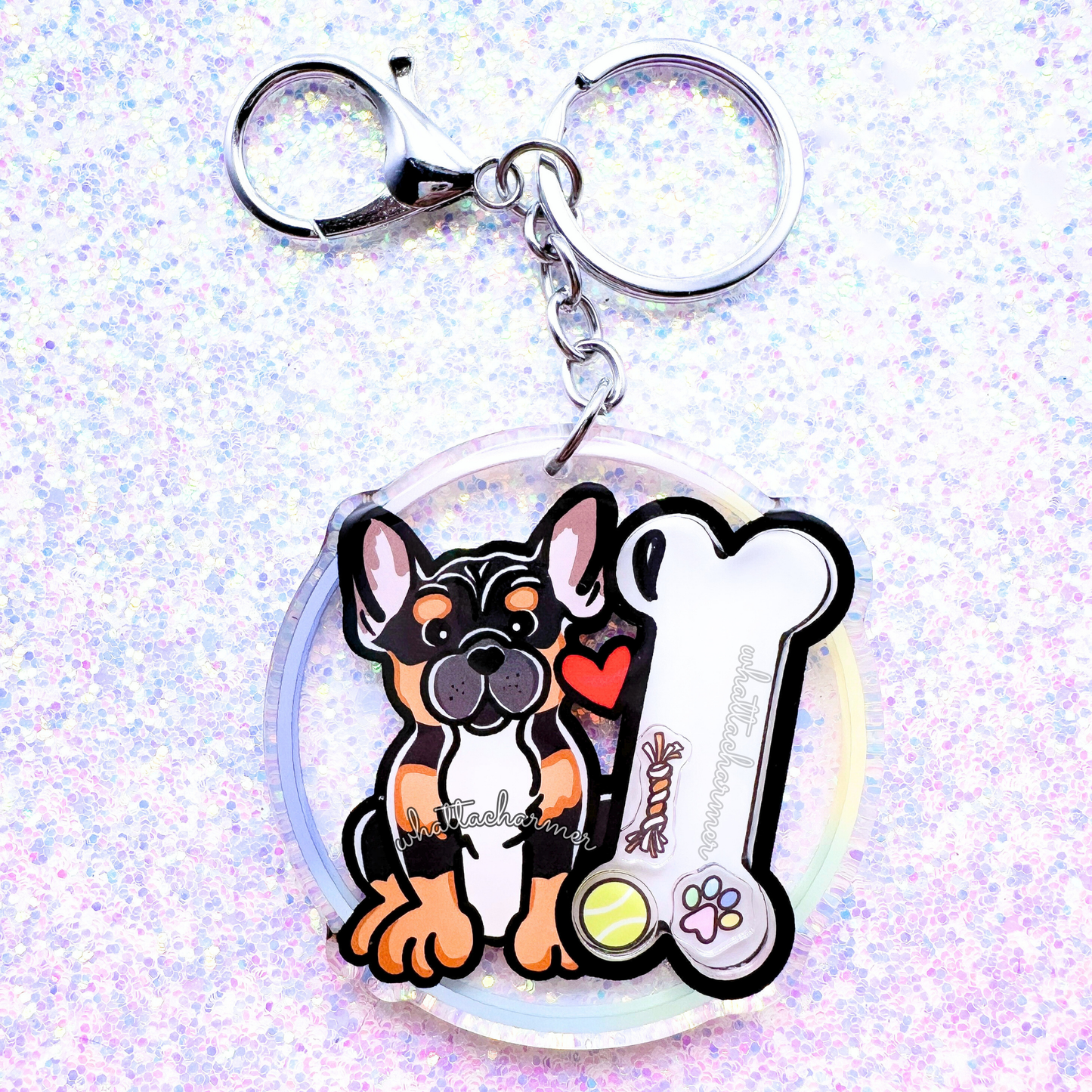 Black and Tan French Bulldog Shaker Keychain