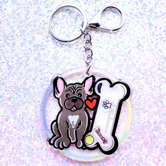 Blue French Bulldog Shaker Keychain