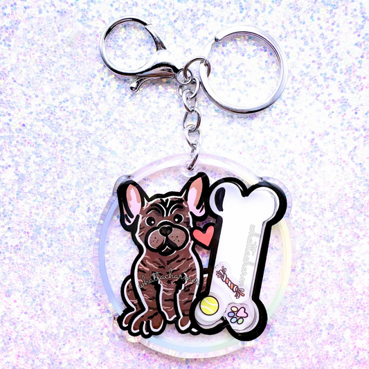 Brindle French Bulldog Shaker Keychain