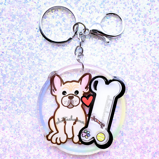 Cream French Bulldog Shaker Keychain