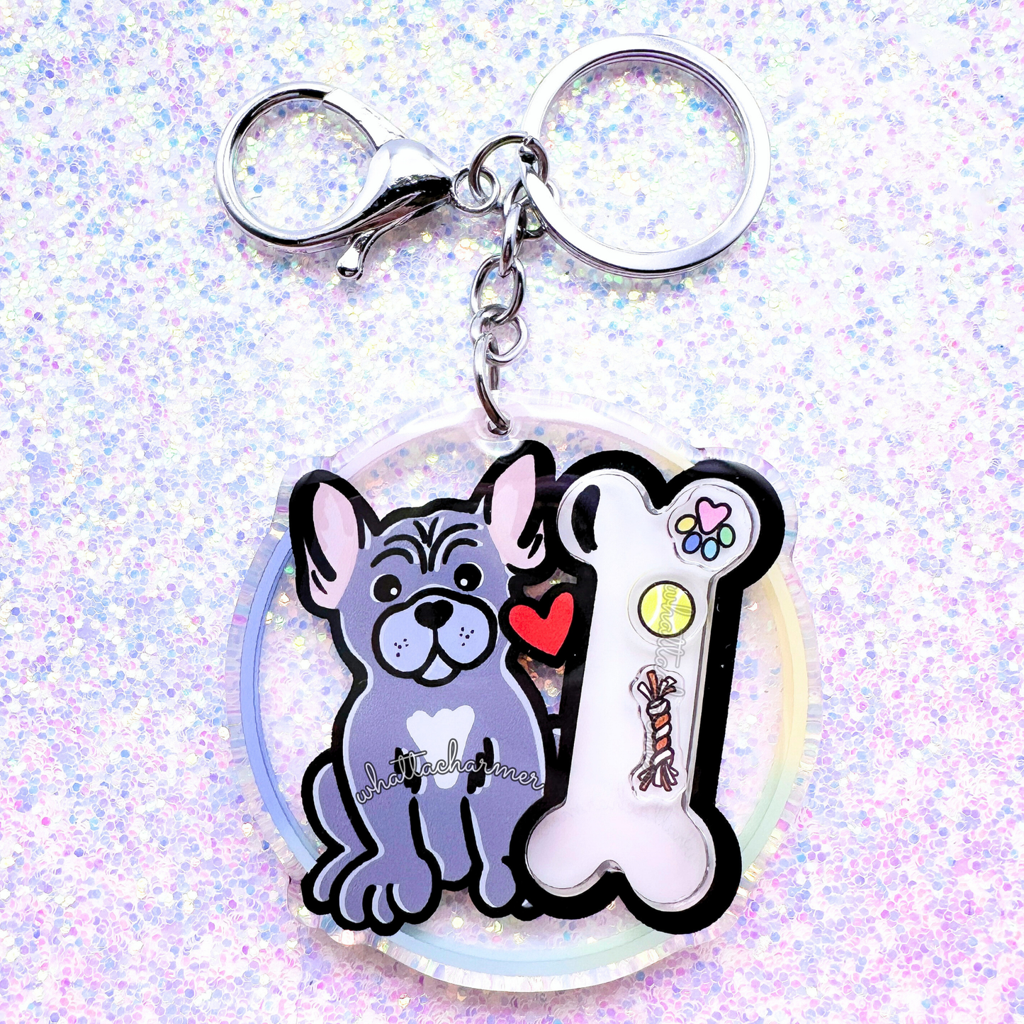 Lilac French Bulldog Shaker Keychain