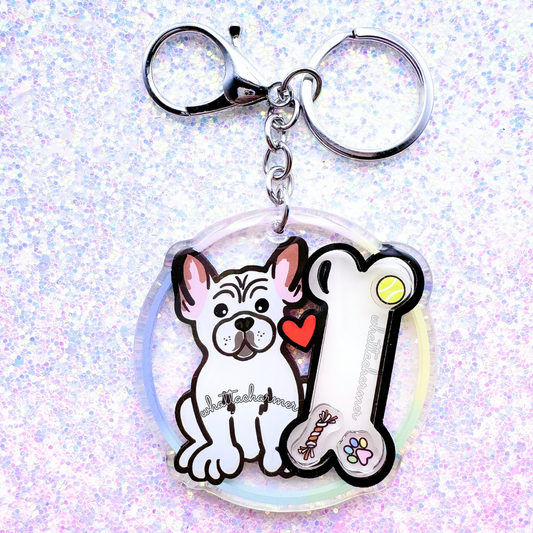 White French Bulldog Shaker Keychain