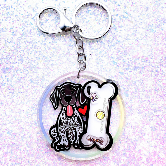 Black and White German Shorthaired Pointer Shaker Keychain