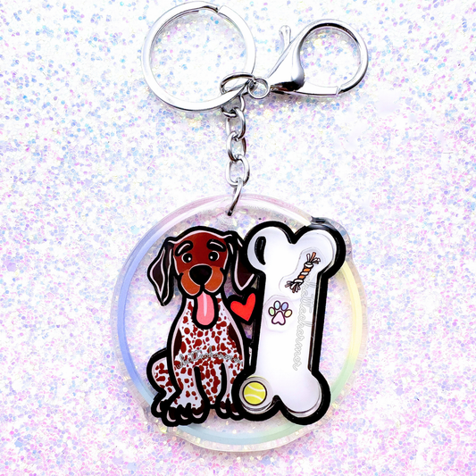 Liver and White German Shorthaired Pointer Shaker Keychain