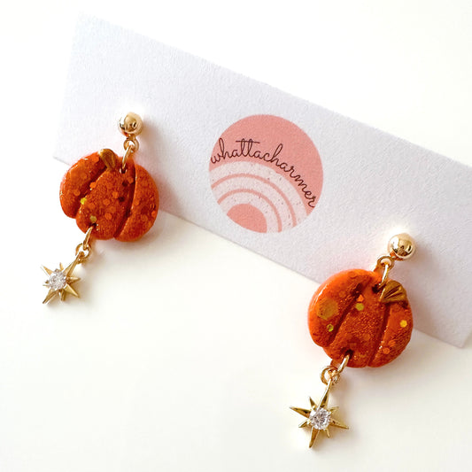 Mini Glitzy Pumpkin Dangles