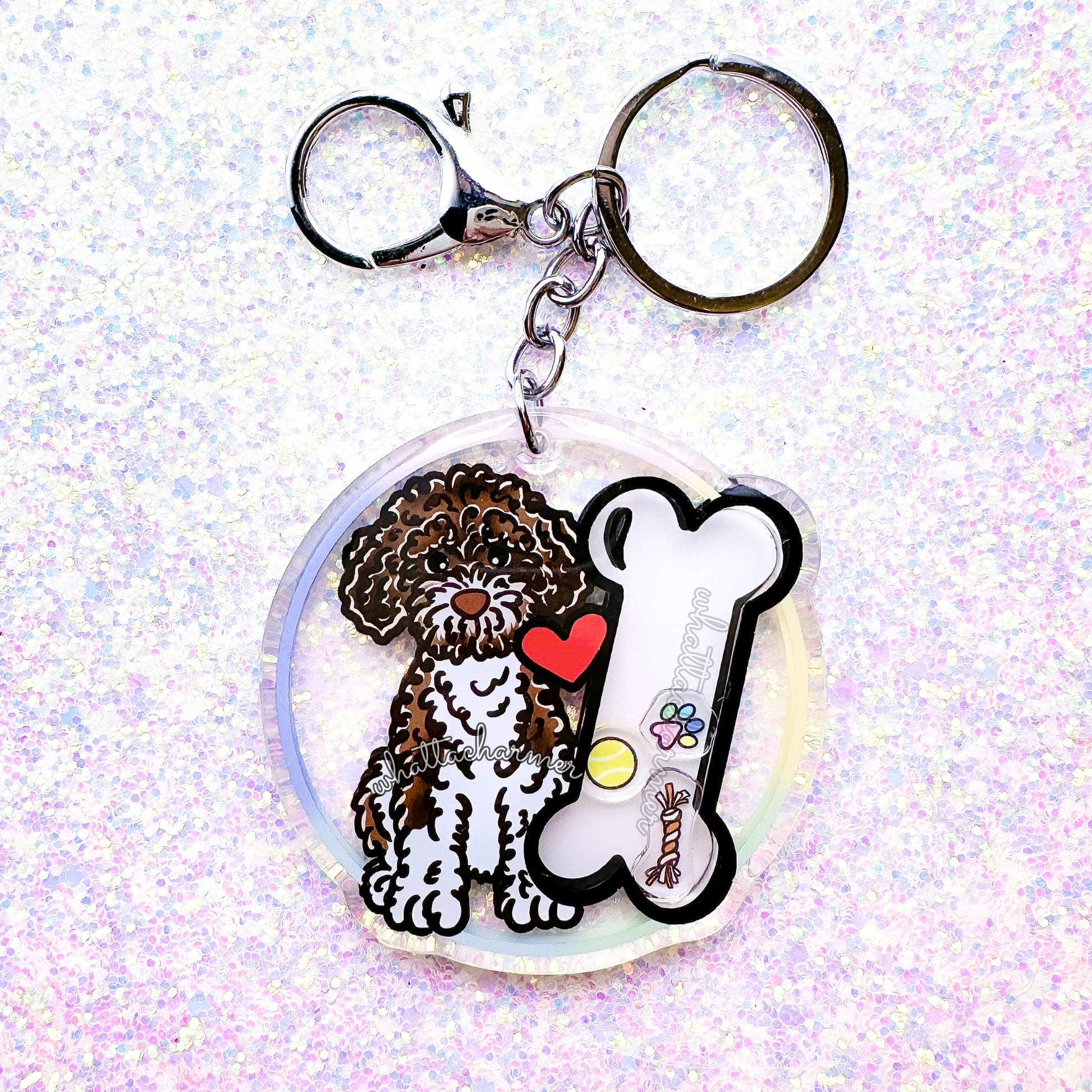 Brown Roan and White Lagotto Romagnolo Keychain