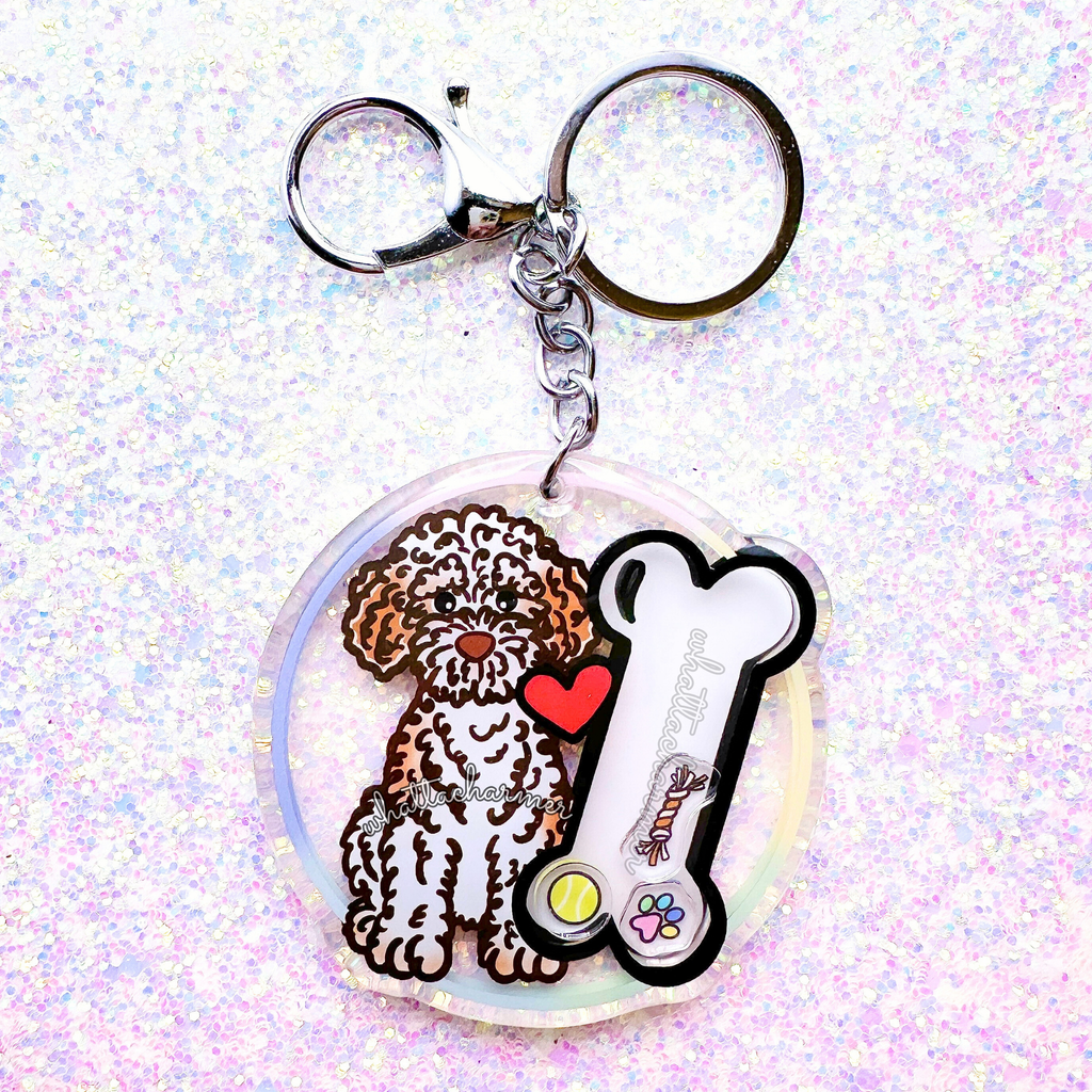 Orange and White Lagotto Romagnolo Keychain