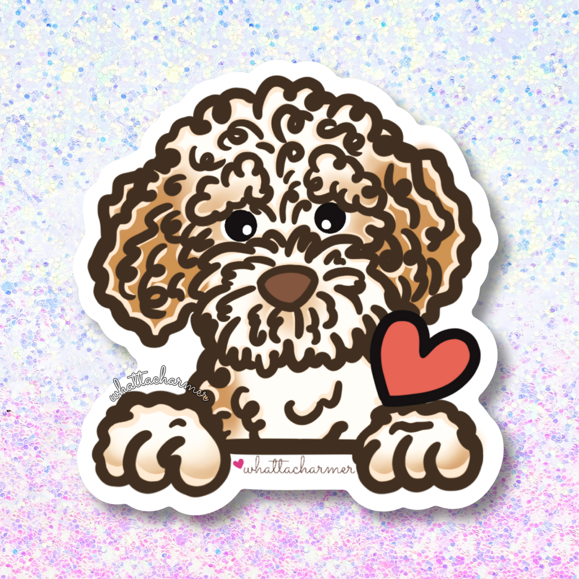 White and Orange Lagotto Romagnolo Sticker