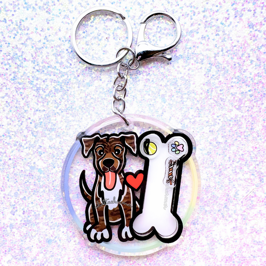 Brown Brindle Mountain Cur Shaker Keychain