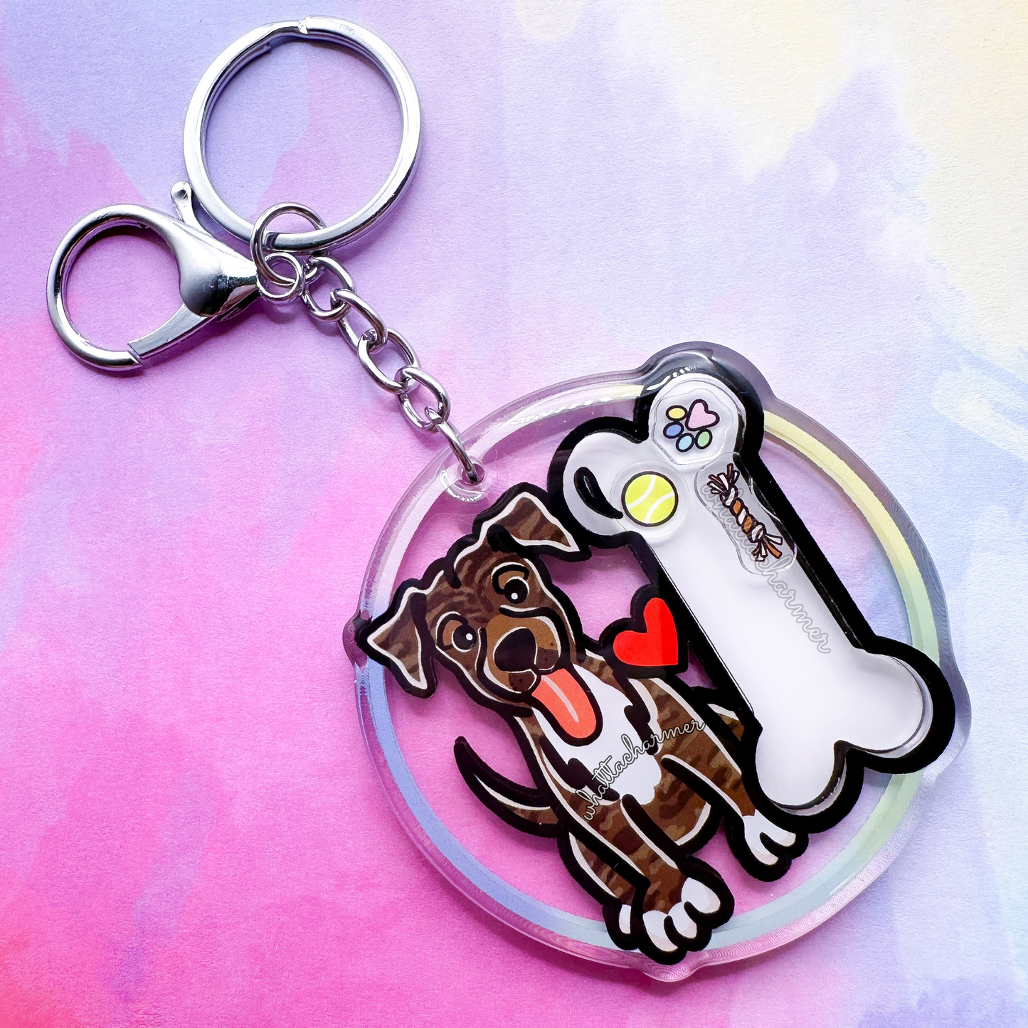 Brown Brindle Mountain Cur Shaker Keychain