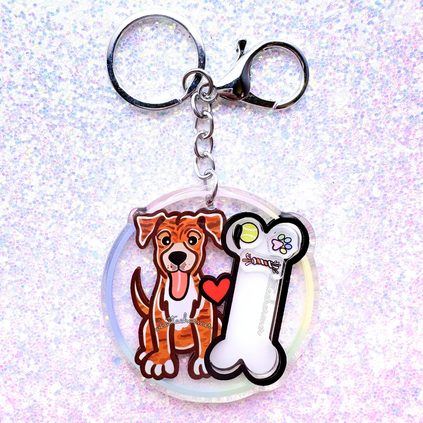 Red Brindle Mountain Cur Shaker Keychain