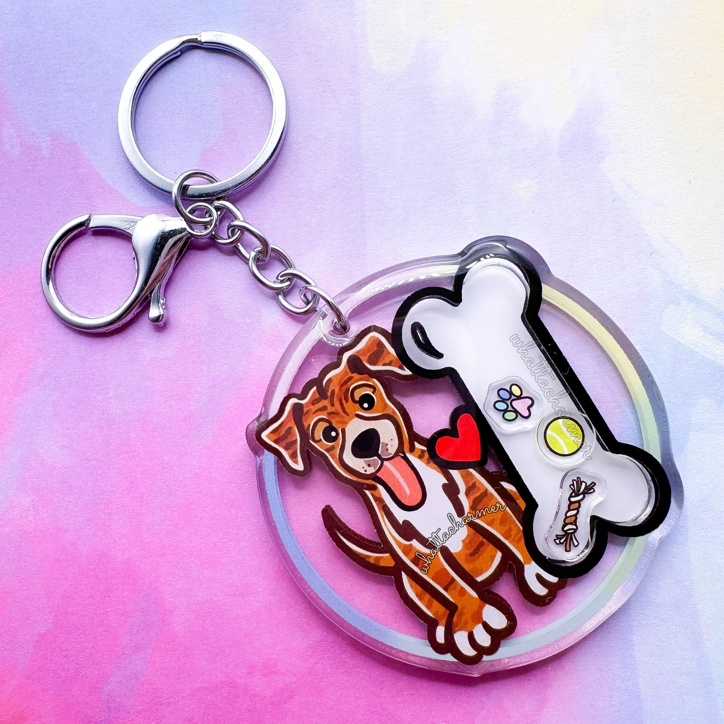 Red Brindle Mountain Cur Shaker Keychain