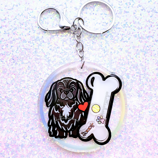 Black Pekingese Shaker Keychain