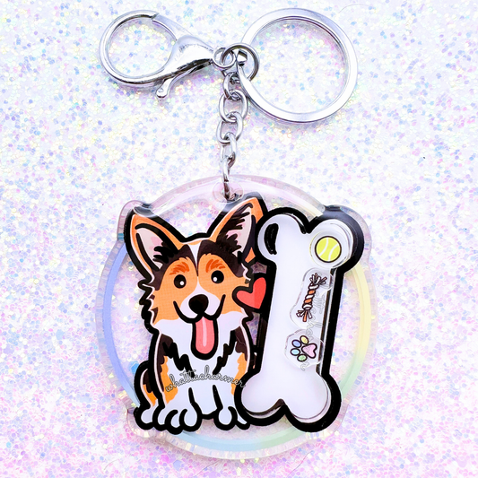 Red Headed Black Tri Pembroke Welsh Corgi Shaker Keychain