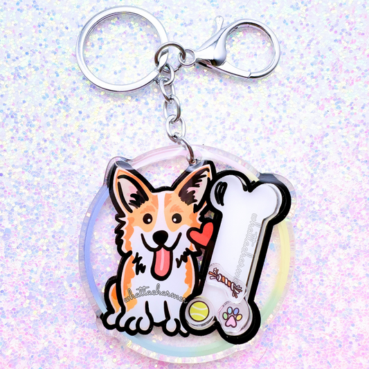 Red Pembroke Welsh Corgi Shaker Keychain