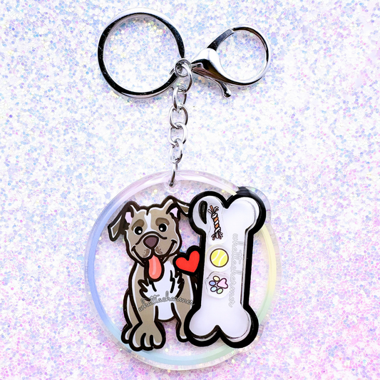 Blue Fawn Pitbull Dog Shaker Keychain