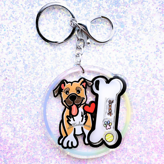 Buckskin Pitbull Dog Shaker Keychain