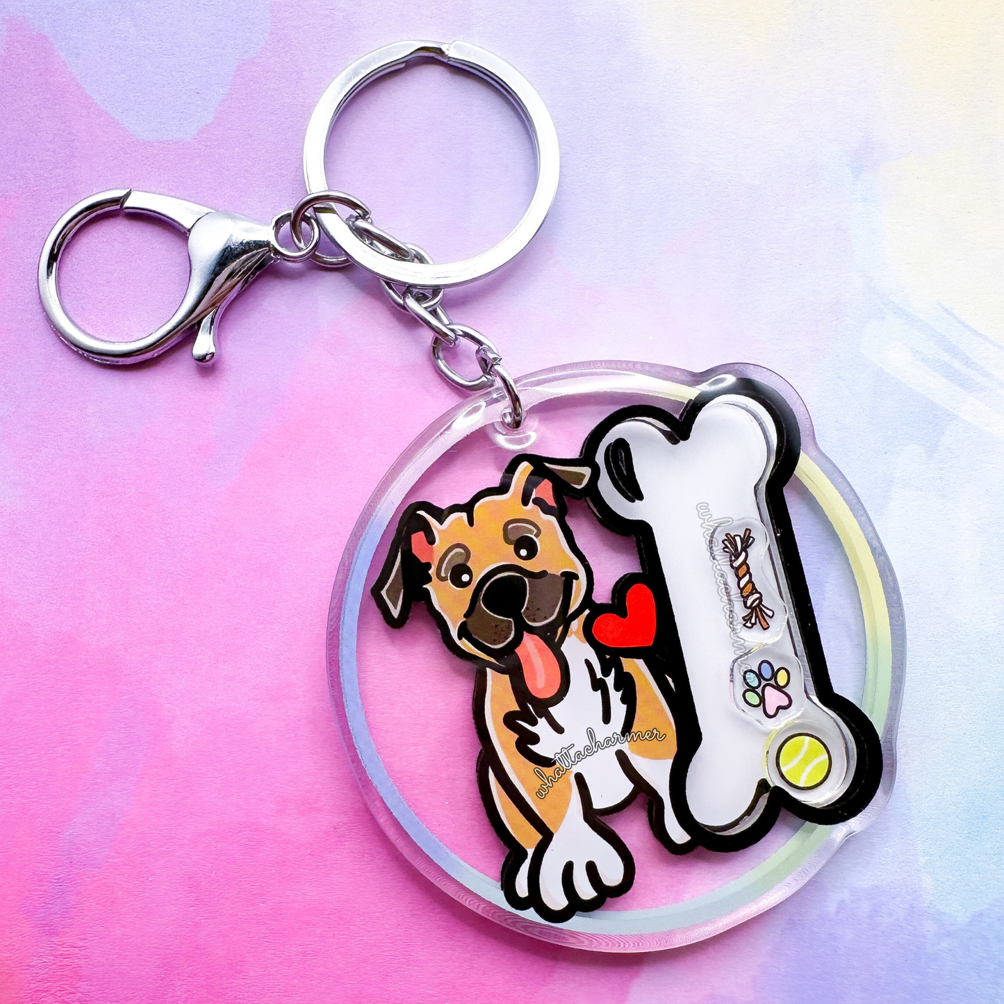 Buckskin Pitbull Dog Shaker Keychain