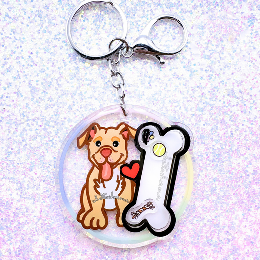 Fawn Pitbull Dog Shaker Keychain