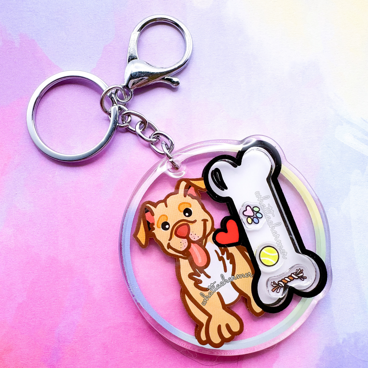 Fawn Pitbull Dog Shaker Keychain