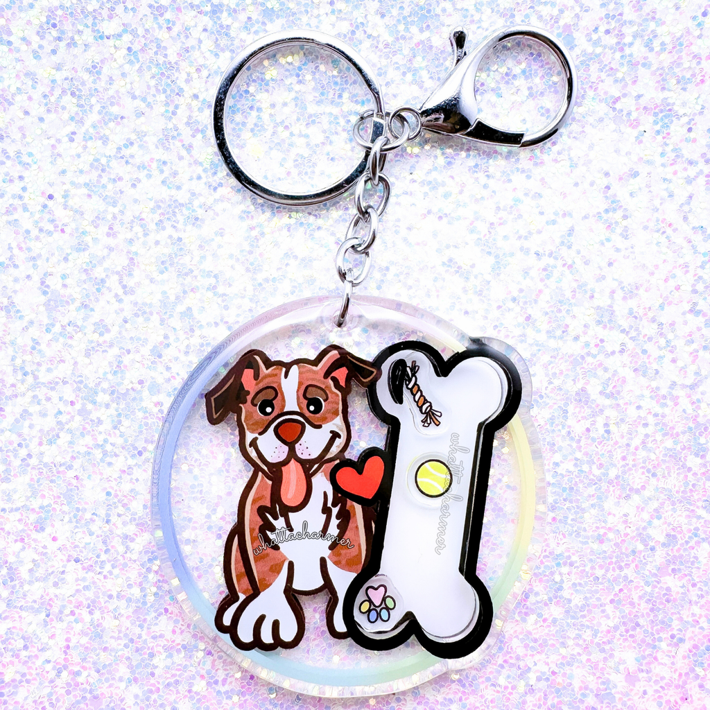 Red Brindle Pitbull Dog Keychain