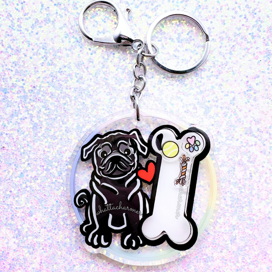 Black Pug Shaker Keychain