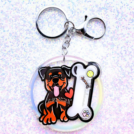 Black and Rust Rottweiler Shaker Keychain