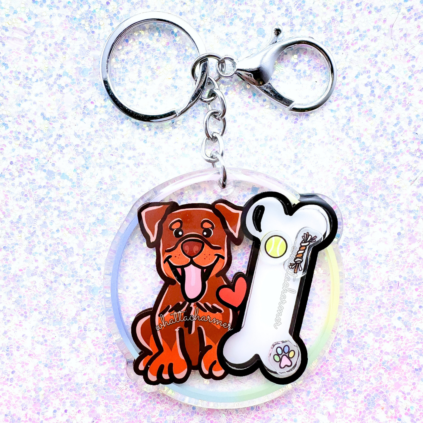 Red Rottweiler Shaker Keychain