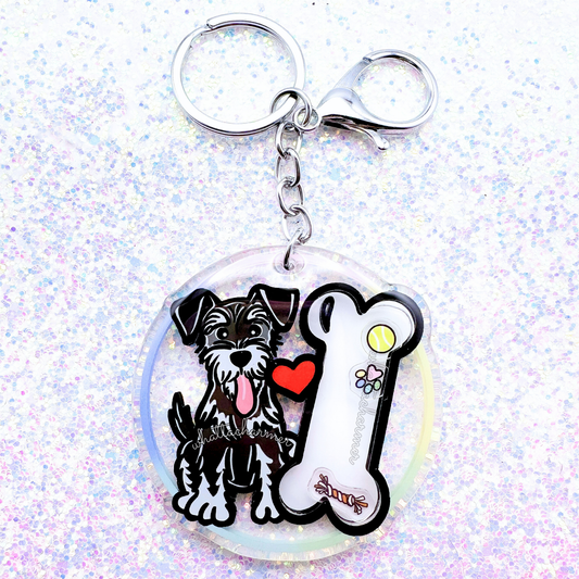 Black and Silver Schnauzer Shaker Keychain