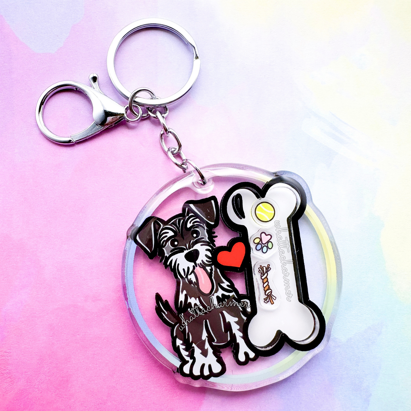 Black and Silver Schnauzer Shaker Keychain