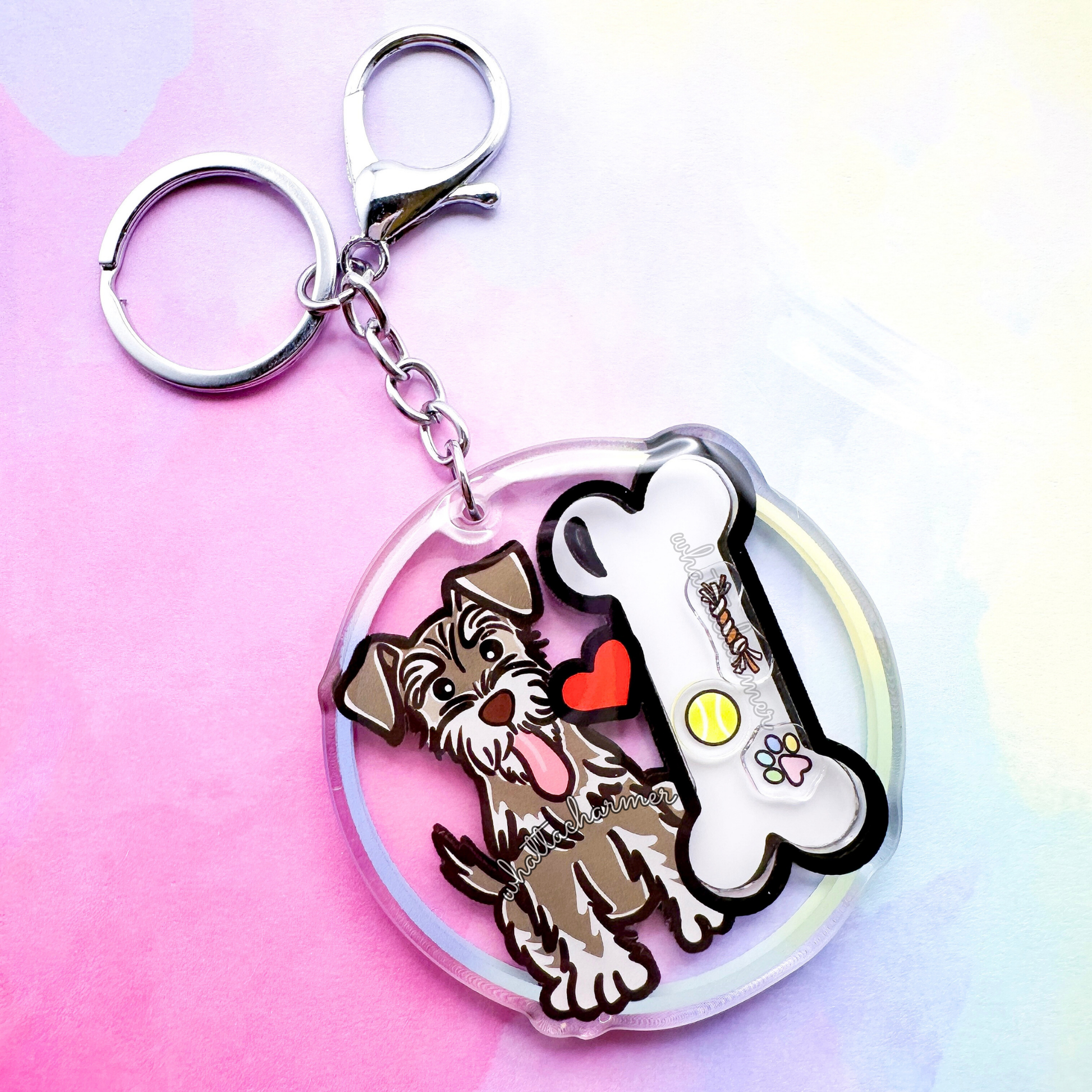 Liver and Pepper Schnauzer Keychain
