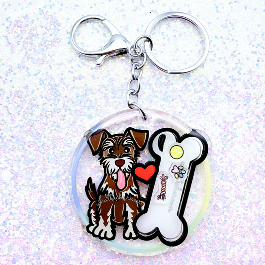 Liver and Tan Schnauzer Shaker Keychain