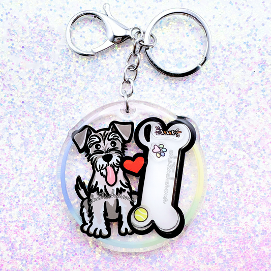 Salt and Pepper Schnauzer Shaker Keychain